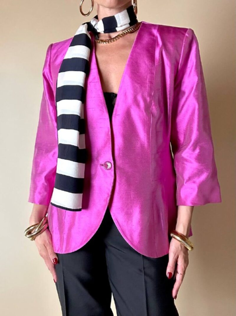 Blazer in shantung di seta ciclamino “Yves Saint Laurent”