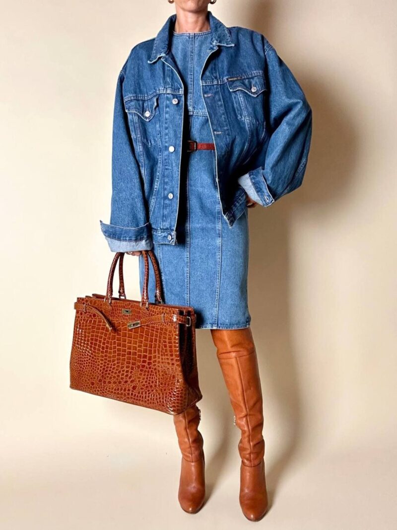 Giubbotto in Denim Carrera Blu Age modello oversize con bottoni a chiodo