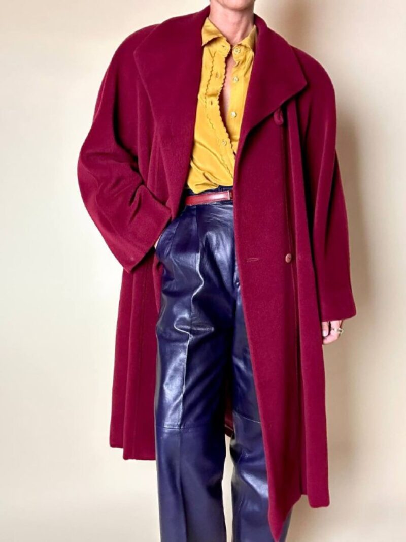 Cappotto Doppiopetto Vintage Arpa in Lana Borgogna – Lanificio G.B. Conte