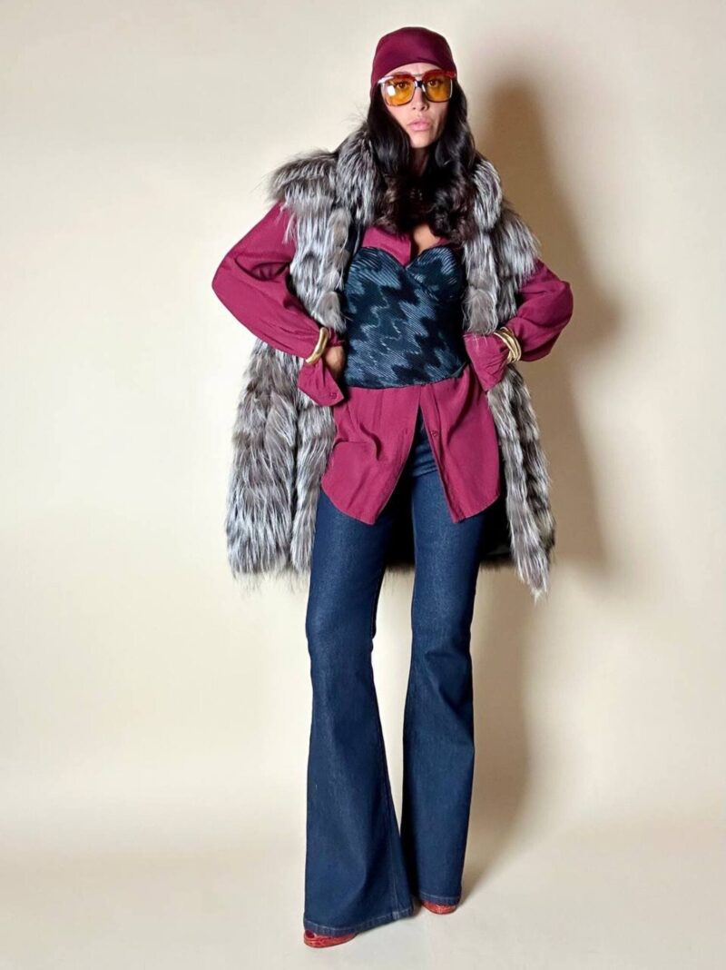 Jeans a zampa Weili Zheng in denim stretch blu scuro