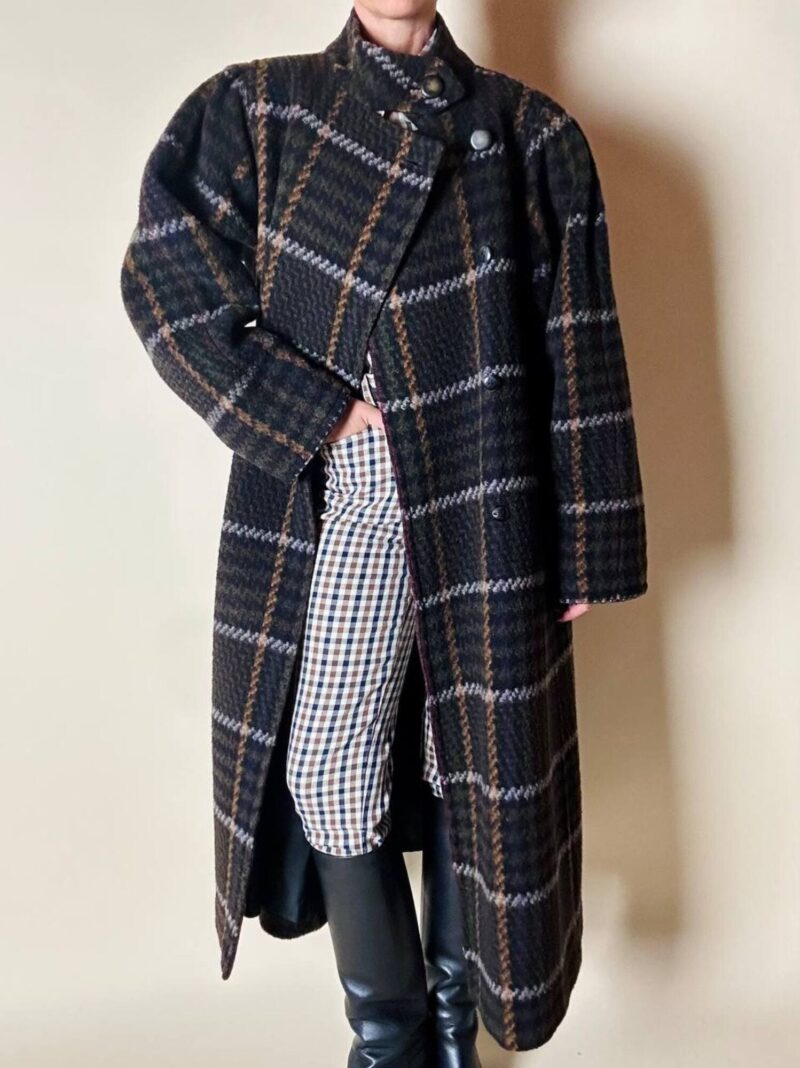 Cappotto lungo in pura lana vergine  fantasia tartan Fashion By Classic