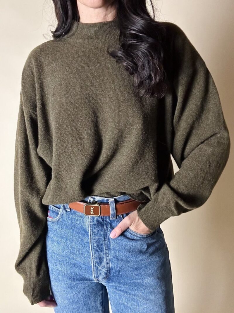 Lupetto vintage Rollin in lambswool verde militare mélange