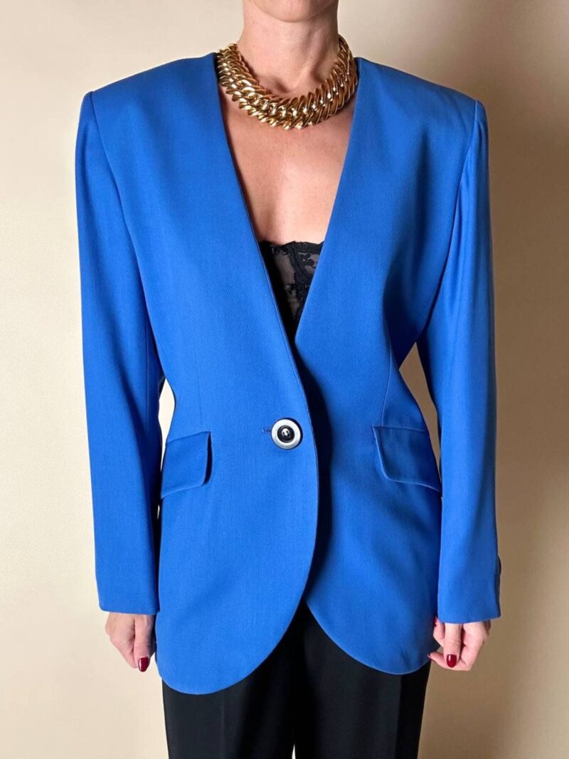Blazer vintage Yves Saint Laurent in lana blu cobalto
