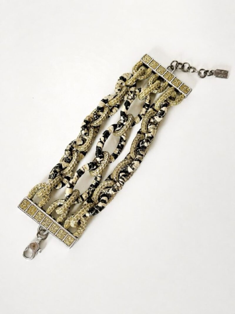 Bracciale KMO Paris multichain in metallo argento whips e glitter oro