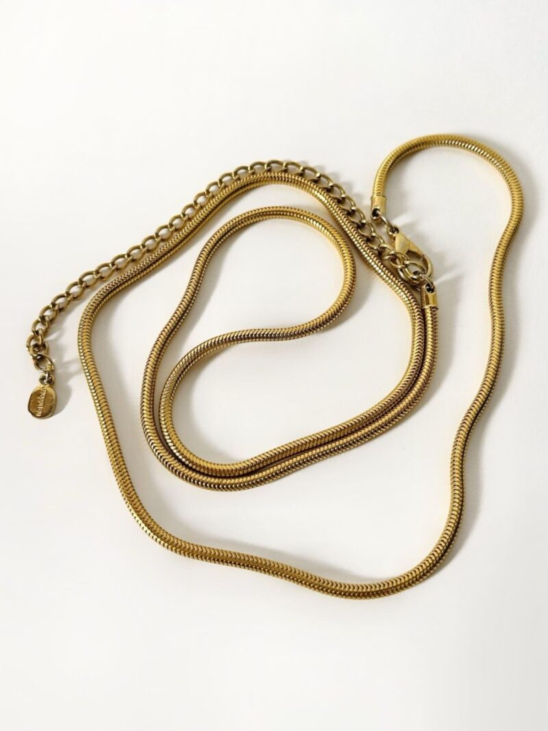 Cintura gioiello vintage De Liguoro trasformabile in collana in maglia snake dorata