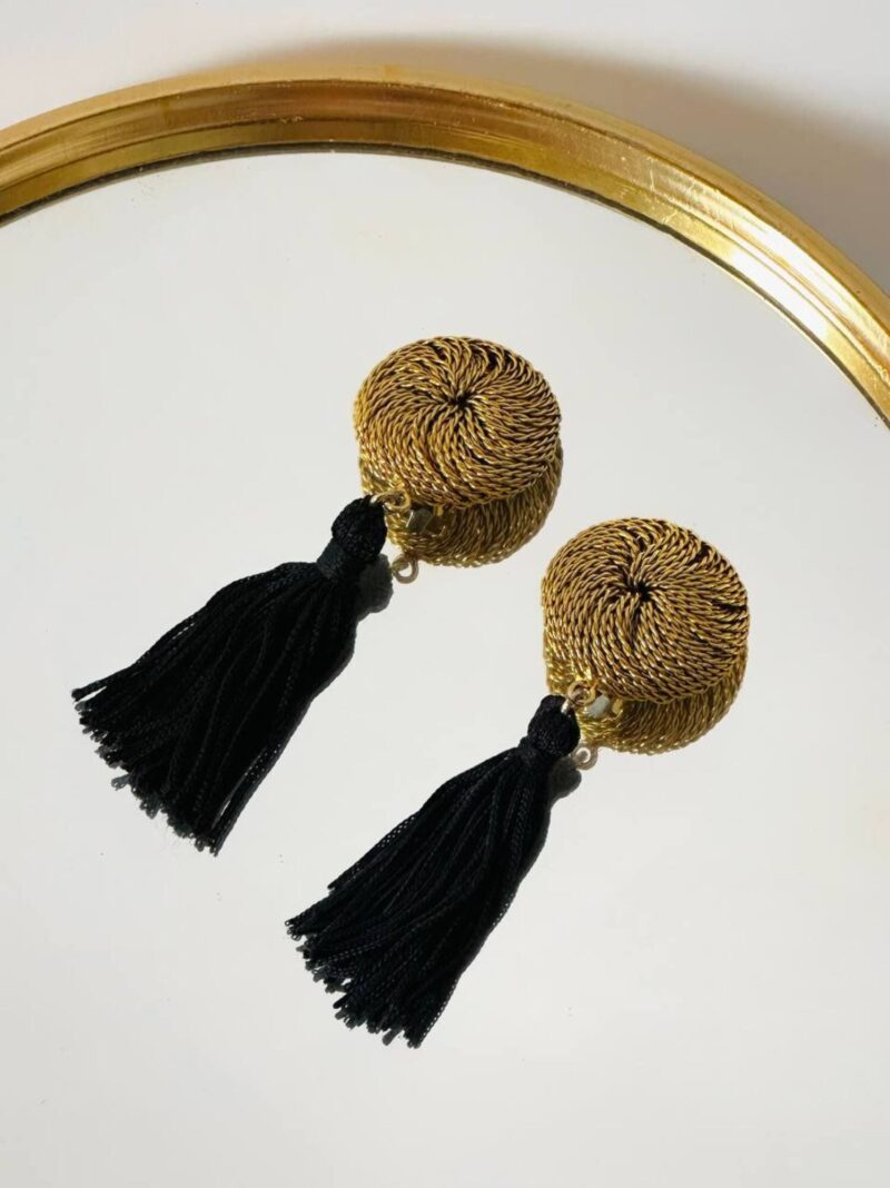 Orecchini vintage a clip vintage oro con nappe couture